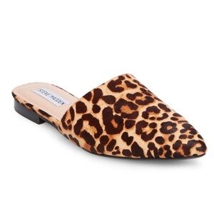 Steve Madden Kairo Cheetah Printed Cow Hair Flat Mules Size 8.5
